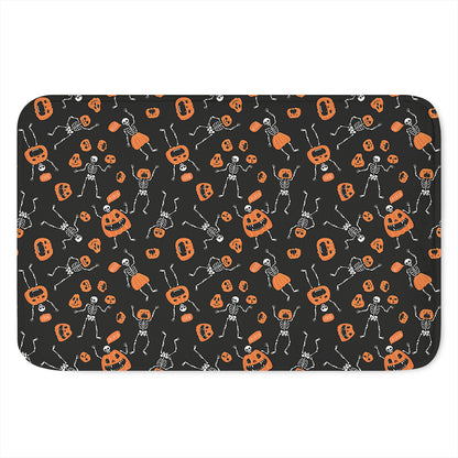 Halloween Skeleton And Pumpkin Print Indoor Door Mat