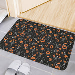 Halloween Skeleton And Pumpkin Print Indoor Door Mat