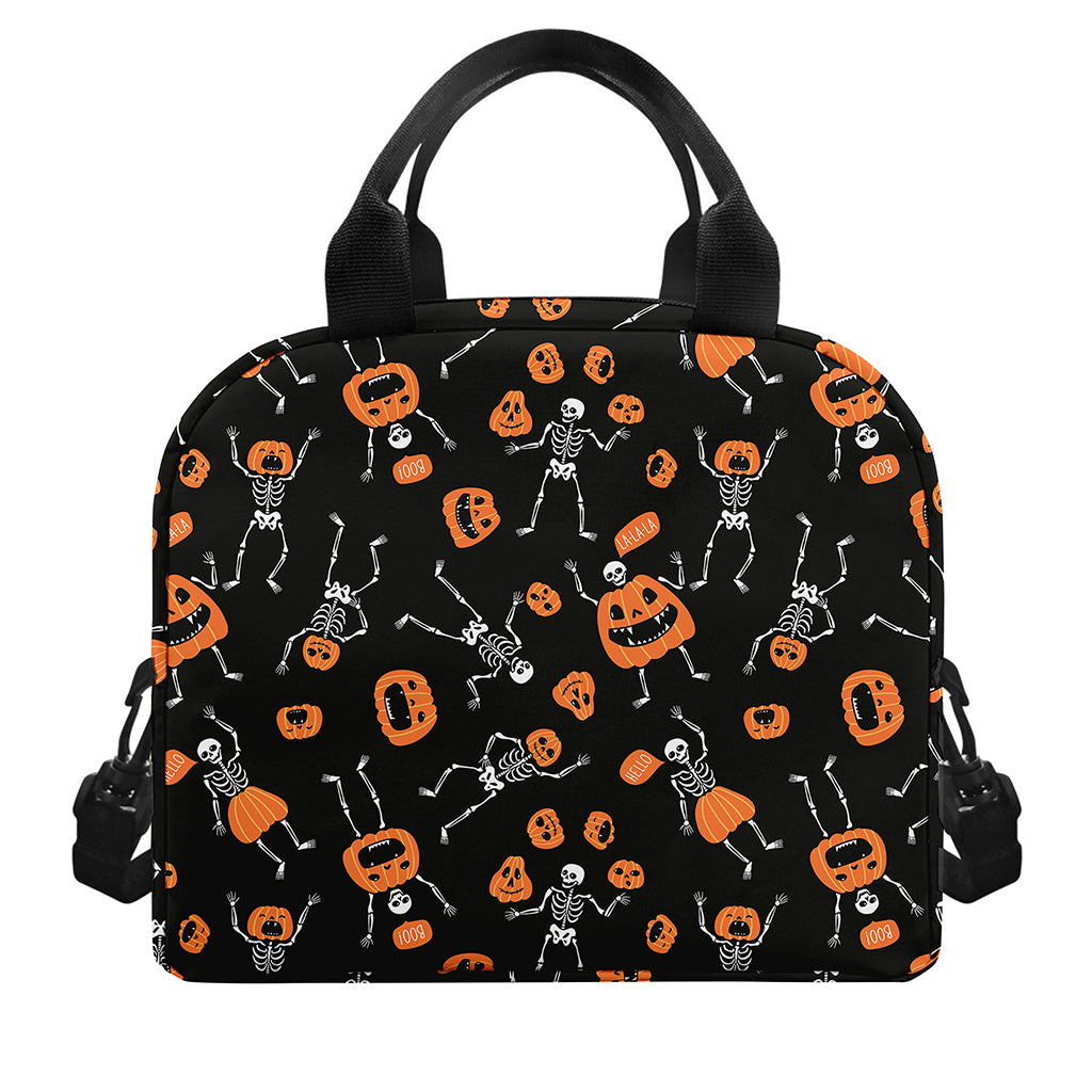 Halloween Skeleton And Pumpkin Print Insulated Lunch Bag