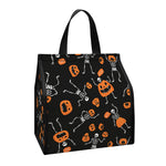 Halloween Skeleton And Pumpkin Print Insulated Lunch Tote