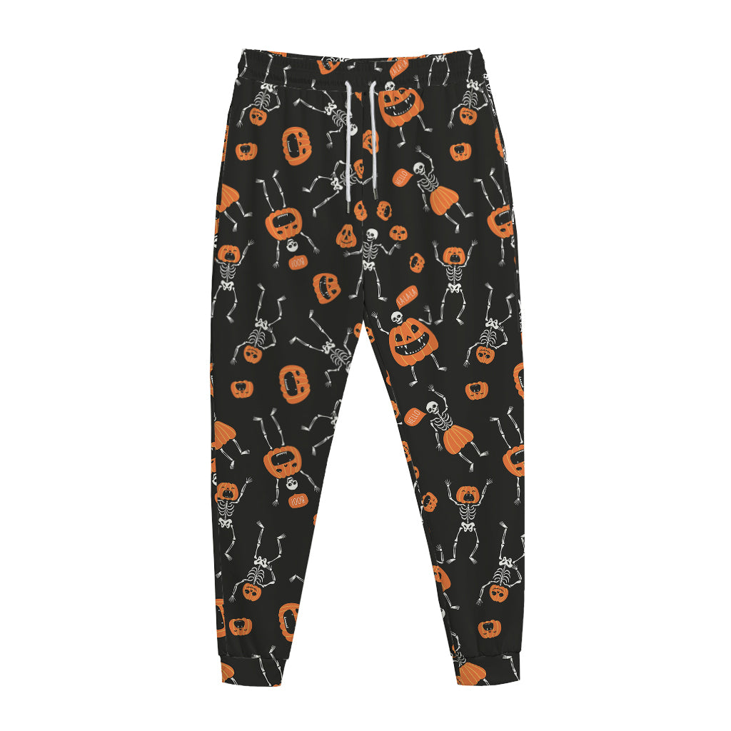Halloween Skeleton And Pumpkin Print Jogger Pants