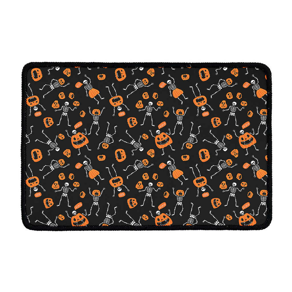 Halloween Skeleton And Pumpkin Print Kitchen Mat