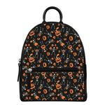 Halloween Skeleton And Pumpkin Print Leather Backpack