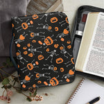 Halloween Skeleton And Pumpkin Print Leather Bible Cover