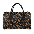 Halloween Skeleton And Pumpkin Print Leather Duffel Bag