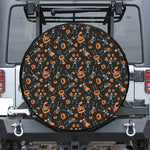 Halloween Skeleton And Pumpkin Print Leather Spare Tire Cover