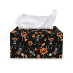 Halloween Skeleton And Pumpkin Print Leather Tissue Box Cover