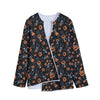 Halloween Skeleton And Pumpkin Print Long Sleeve Short Coat