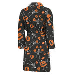 Halloween Skeleton And Pumpkin Print Men's Bathrobe