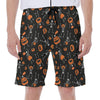 Halloween Skeleton And Pumpkin Print Men's Beach Shorts