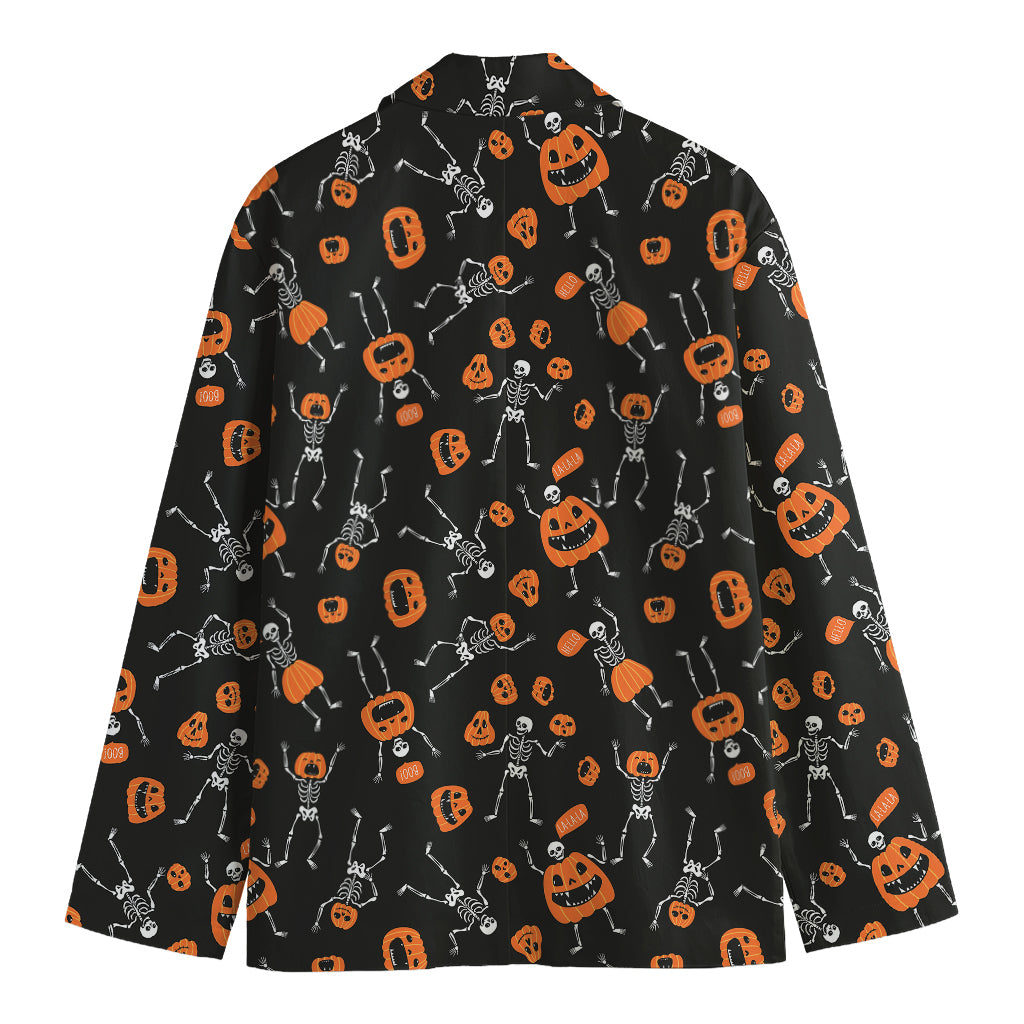 Halloween Skeleton And Pumpkin Print Men's Blazer