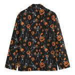 Halloween Skeleton And Pumpkin Print Men's Blazer