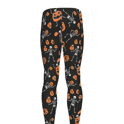 Halloween Skeleton And Pumpkin Print Men's leggings