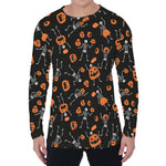 Halloween Skeleton And Pumpkin Print Men's Long Sleeve T-Shirt