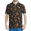 Halloween Skeleton And Pumpkin Print Men's Polo Shirt