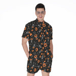 Halloween Skeleton And Pumpkin Print Men's Rompers