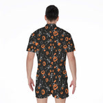 Halloween Skeleton And Pumpkin Print Men's Rompers