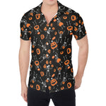 Halloween Skeleton And Pumpkin Print Men's Shirt