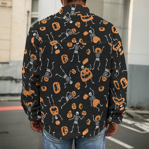 Halloween Skeleton And Pumpkin Print Men's Shirt Jacket