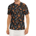 Halloween Skeleton And Pumpkin Print Men's Short Sleeve Rash Guard