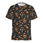 Halloween Skeleton And Pumpkin Print Men's Sports T-Shirt