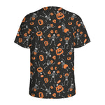 Halloween Skeleton And Pumpkin Print Men's Sports T-Shirt