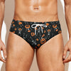 Halloween Skeleton And Pumpkin Print Men's Swim Briefs