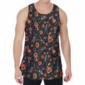 Halloween Skeleton And Pumpkin Print Men's Velvet Tank Top