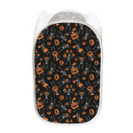 Halloween Skeleton And Pumpkin Print Mesh Laundry Hamper
