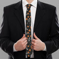 Halloween Skeleton And Pumpkin Print Necktie