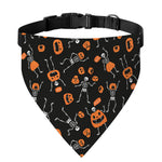 Halloween Skeleton And Pumpkin Print Over The Collar Dog Bandana