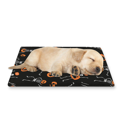 Halloween Skeleton And Pumpkin Print Pet Cooling Mat Cover