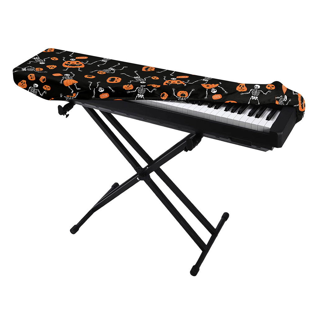 Halloween Skeleton And Pumpkin Print Piano Keyboard Cover