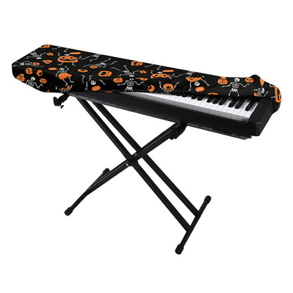 Halloween Skeleton And Pumpkin Print Piano Keyboard Cover
