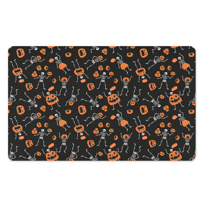 Halloween Skeleton And Pumpkin Print Polyester Doormat