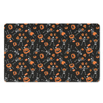 Halloween Skeleton And Pumpkin Print Polyester Doormat