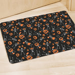 Halloween Skeleton And Pumpkin Print Polyester Doormat