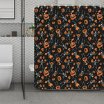 Halloween Skeleton And Pumpkin Print Polyester Shower Curtain
