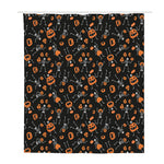 Halloween Skeleton And Pumpkin Print Polyester Shower Curtain