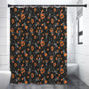 Halloween Skeleton And Pumpkin Print Premium Shower Curtain