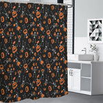 Halloween Skeleton And Pumpkin Print Premium Shower Curtain