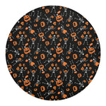 Halloween Skeleton And Pumpkin Print Round Blanket