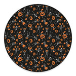 Halloween Skeleton And Pumpkin Print Round Floor Mat