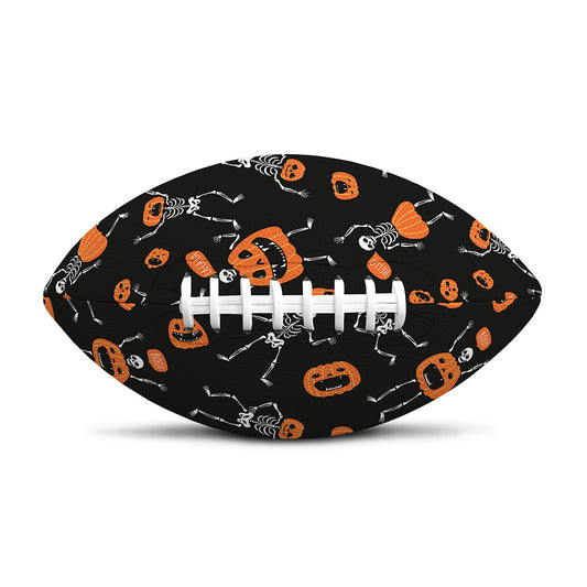 Halloween Skeleton And Pumpkin Print Rugby Ball