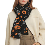 Halloween Skeleton And Pumpkin Print Scarf