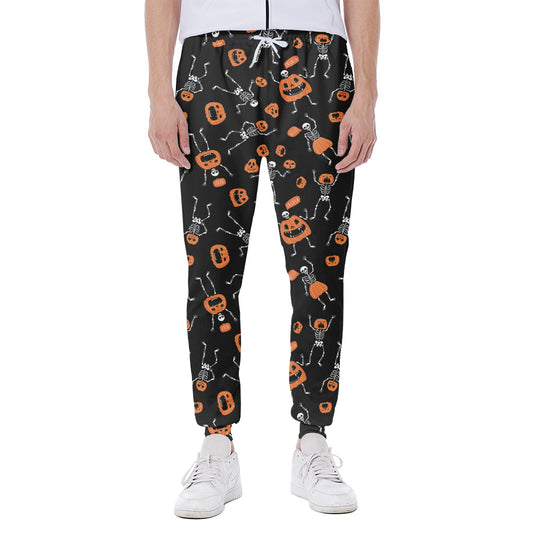 Halloween Skeleton And Pumpkin Print Scuba Joggers