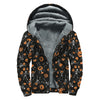 Halloween Skeleton And Pumpkin Print Sherpa Lined Zip Up Hoodie