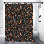 Halloween Skeleton And Pumpkin Print Shower Curtain