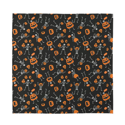 Halloween Skeleton And Pumpkin Print Silk Bandana
