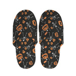 Halloween Skeleton And Pumpkin Print Slippers